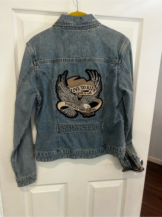 Harley-Davidson Jackets & Blazers - Vintage Harley Davidson Women’s Denim embroidered eagle Jacket Size S